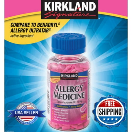 Kirkland Allergy Medicine Diphenhydramine HCI 25mg 600 minitabs Compare