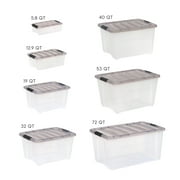 IRIS 53 Qt. Plastic Storage Bin with Lid, Stackable Storage Containers, Tote