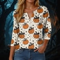 thumbnail image 2 of Godom Halloween Shirts for Women 3/4 Sleeve Tshirts Ghost Graphic V-Neck Tops 2025, 2 of 5