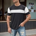 thumbnail image 2 of IWRICH Men's Short Sleeve Tee Color Block Crew Neck Pullover Casual Basic Shirts Black XXL, 2 of 4