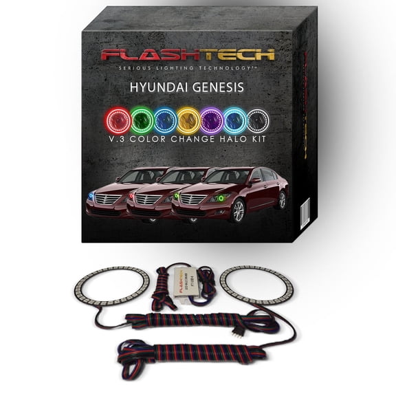 Flashtech RGB Multi Color Changing LED Halo kit for 2009-2011 Hyundai Genesis Headlights