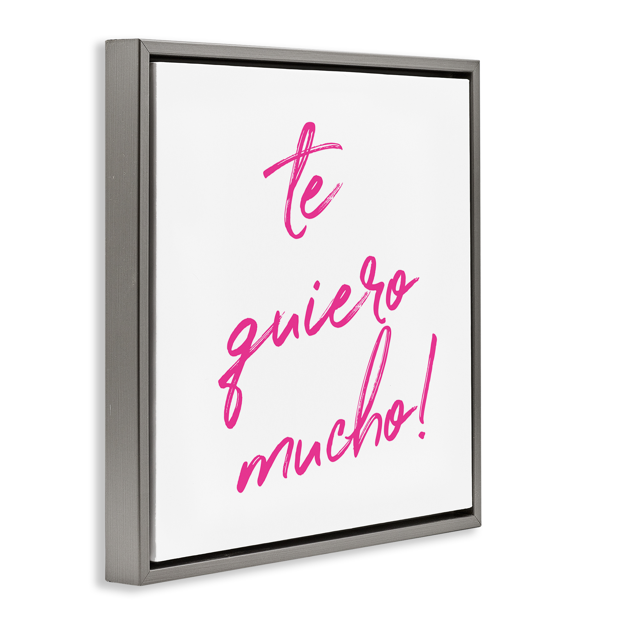 Stupell Industries Te Quiero Mucho Rosa Inspirational Quotes & Sayings Painting Gray Floater Framed Art Print Wall Art, 18 x 18