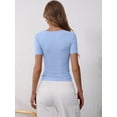 thumbnail image 6 of ANRABESS Womens Short Sleeve Henley Shirts Ribbed Slim Fitted Tee Summer Work Tops 2026 Button Blouse Spring Vacation Clothes Light Blue Medium, 6 of 8