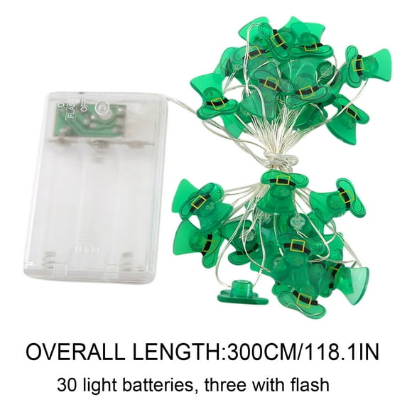 DPTALR St. Patrick's Day Decorations Lights Leprechaun Hat Gold Coin String Light Green Yellow Light Battery Operated