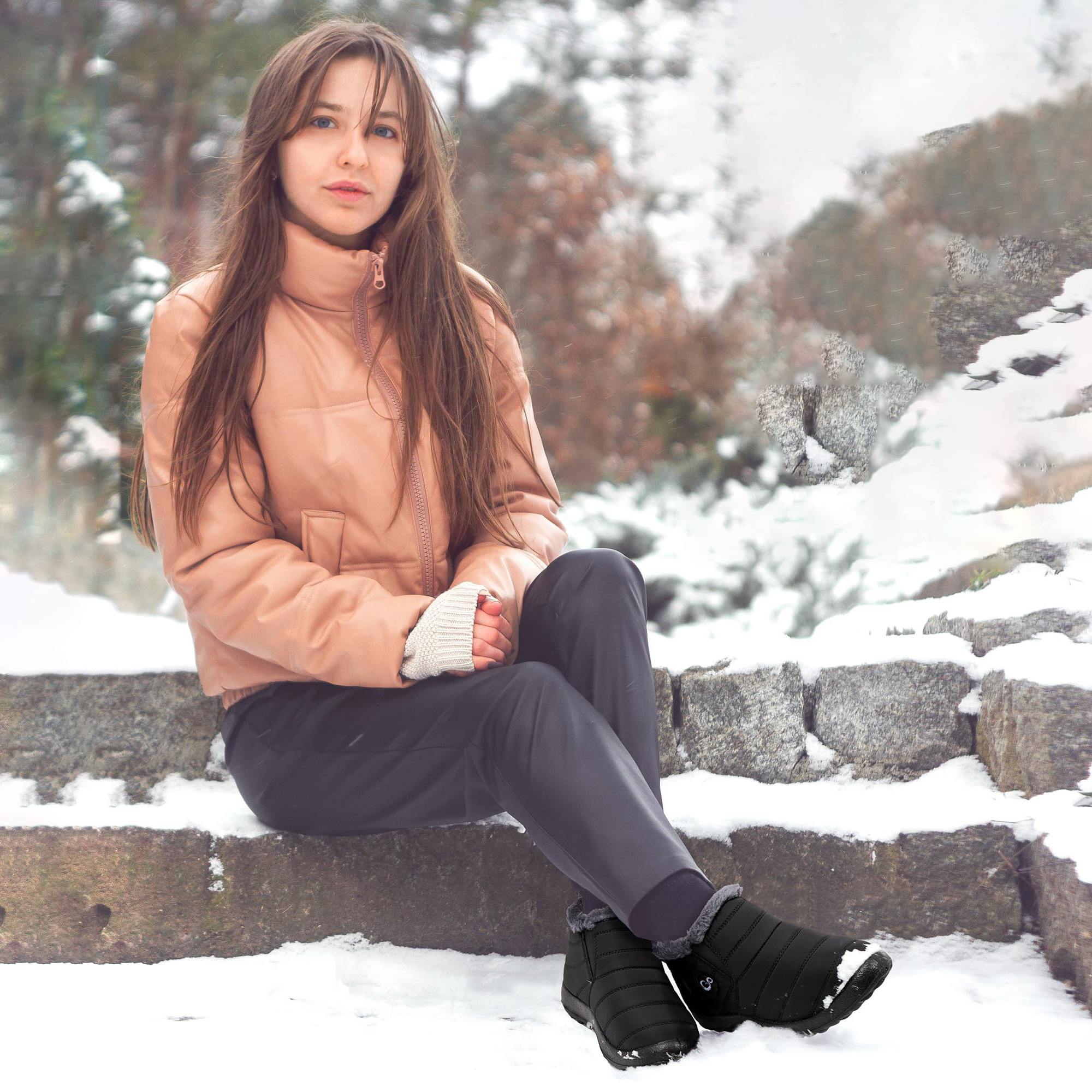 Ecetana Women's Winter Snow Boots Waterproof Ankle Booties photo 3