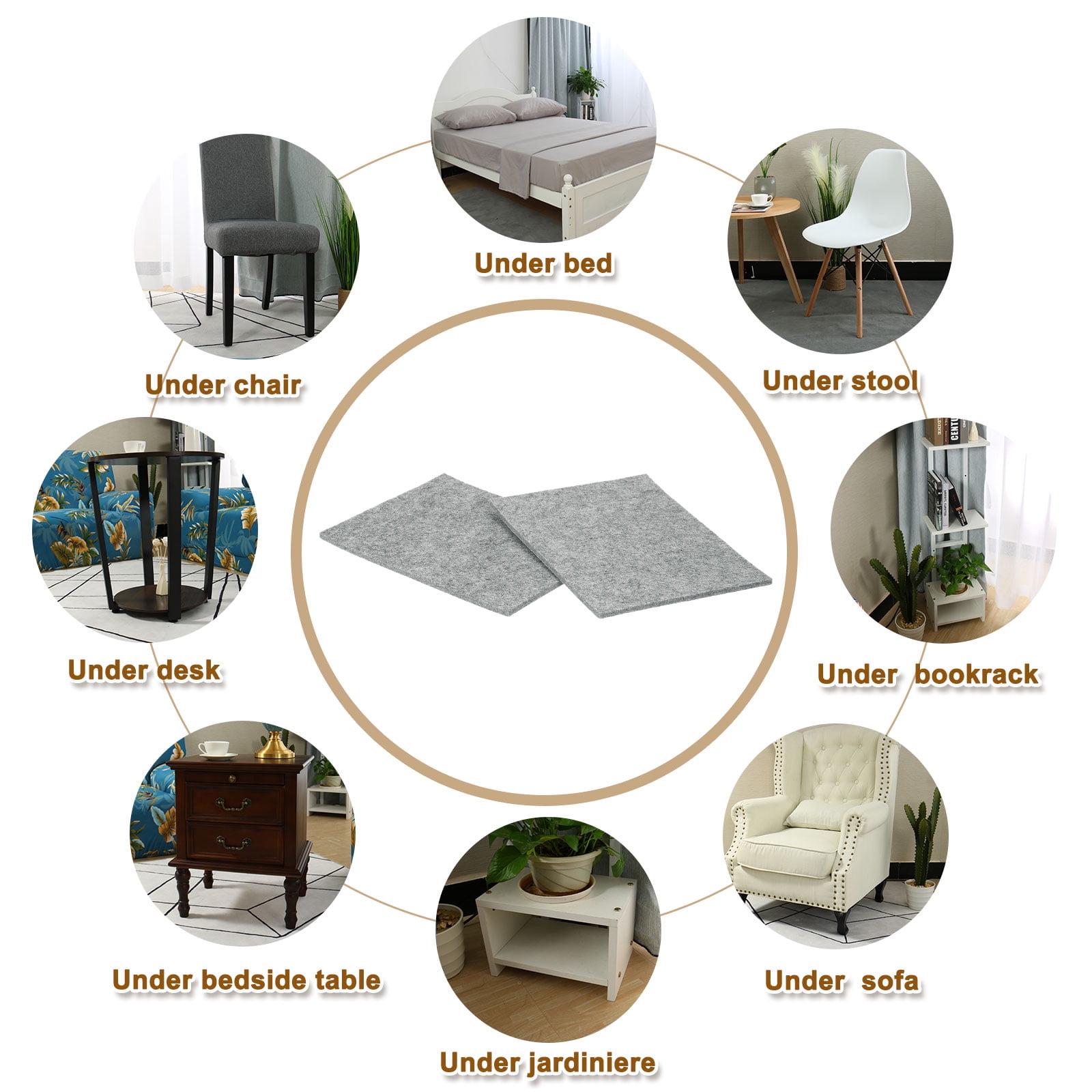 Felt Furniture Pads, 24Pack 7.87" x 5.91" Adhesive Backed Non-slip Anti-scratch Felt Pad for Protecting Hardwood Floor, Grey