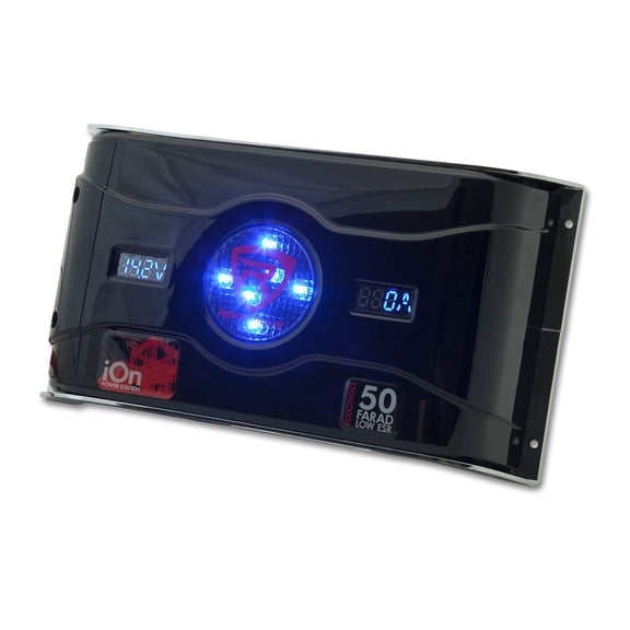 Rockville RXC50D v2 50 Farad 24V Car Audio Capacitor with Voltage Amperage Meter