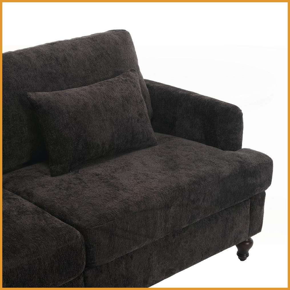Mid Century Modern Chenille 2-Seat Loveseat Sofa with Solid Wood Frame - Ideal for Living Room & Bedroom