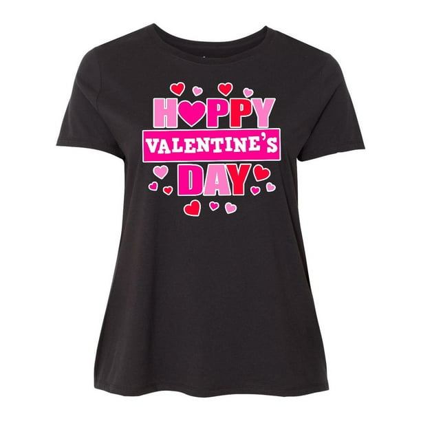 INKtastic - Happy Valentine's Day with Hearts Women's Plus Size T-Shirt ...
