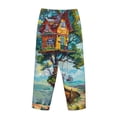 thumbnail image 3 of Lsque Whimsical Treehouse Painting Print Women's Pajama Pants, Lounge Pant - Comfortable Home Wear,Elastic Waistband, Stylish Design-Small, 3 of 9