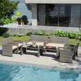 thumbnail image 4 of Gymax 8PCS Patio Outdoor Conversation Set w/Seat Cushions & Tempered Glass Tabletop Off White, 4 of 9