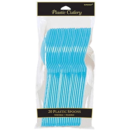 Bright And Vibrant Caribbean Blue Plastic Spoons, 20 Ct.