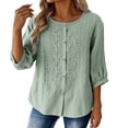 thumbnail image 4 of Women's Casual Round Neck Down Short Sleeve Top T Shirt, 4 of 6