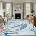 thumbnail image 2 of Sea Turtle Large Area Rugs 6x9 ft Watercolor Seaweed Fish Coral Seahorse Blue Letter Texture Washable Rug Non Slip Indoor Carpet Absorbent Floor Mat for Living Room Bedroom Dining Room, 2 of 9