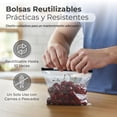 thumbnail image 3 of Berry Bloom Bolsas Reutilizables De Almacenamiento, 120 Piezas, 20.3x14.9cm, Expandible, Bolsas Herméticas, Cierre Deslizante Sin BPA, Superficie Para Escribir, Alimentos Snacks Frutas Verduras Carne, 3 of 11