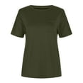 thumbnail image 3 of MIUOWANP Women's T-Shirts Loose Fit Solid Color Round Neck Raglan Sleeve with Pocket Pullover Size XXL(12)Army Green, 3 of 7