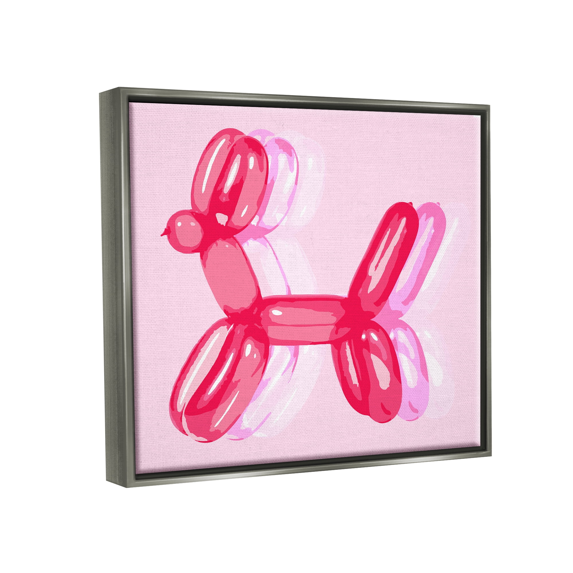 Stupell Industries Pop Style Balloon Animal Animals & Insects Painting Gray Floater Framed Art Print Wall Art, 21 x 17