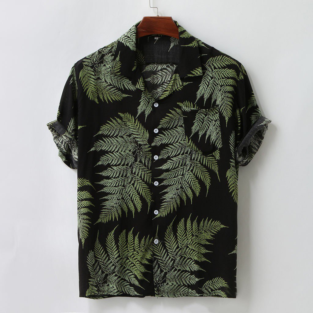 UDAXB Men's Short Sleeve Hawaiian Shirt Tropical Print Casual