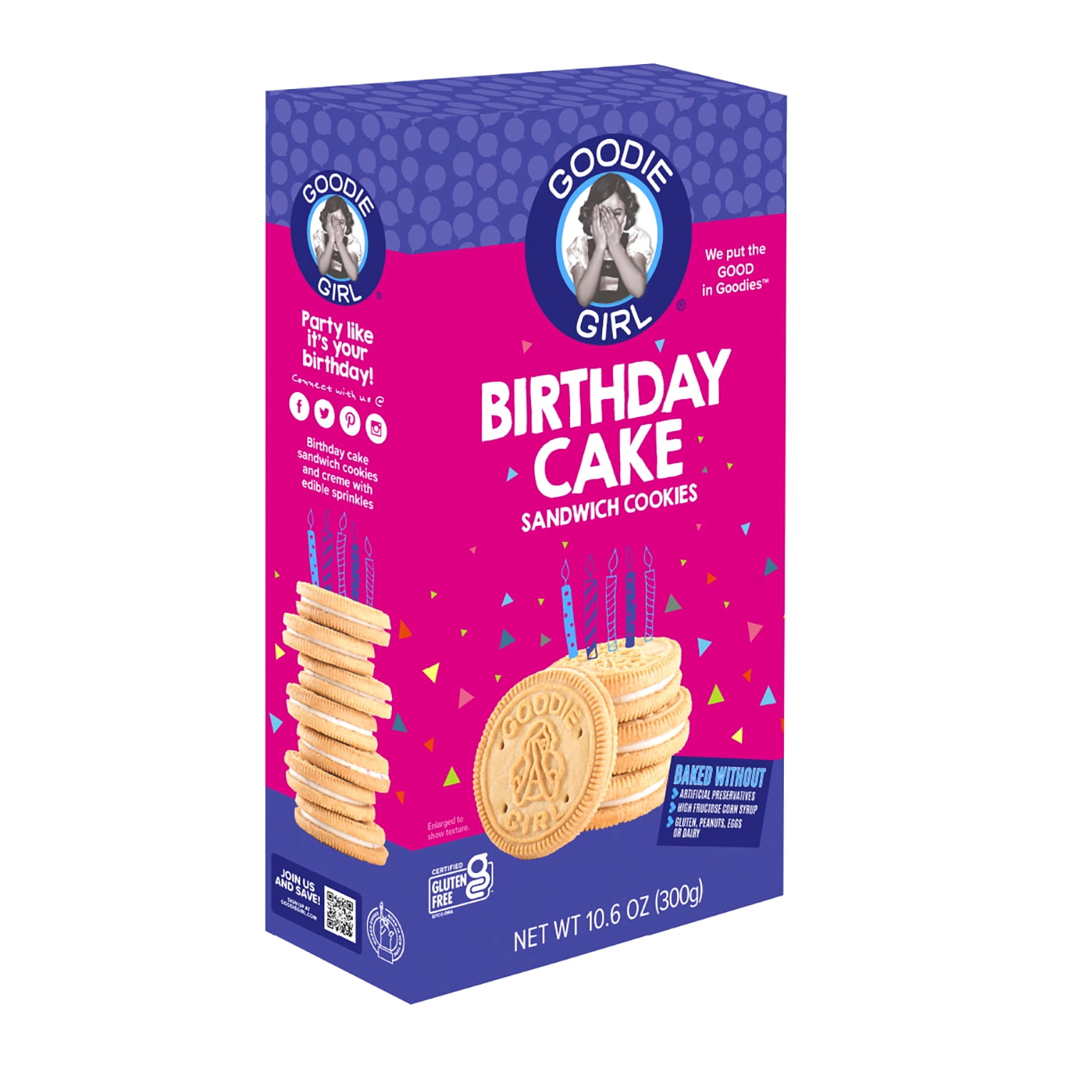 Goodie Girl Birthday Cake Cookies, Gluten Free, Shelf Stable, 10.6 oz