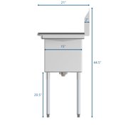 Freestanding Stainless Steel 45 in. 2-Hole Single Bowl Commercial Kitchen Sink