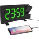 thumbnail image 1 of Reloj despertador con proyección Sincero Reloj digital USB FM 180° Verde, 1 of 5