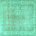 thumbnail image 1 of Ahgly Company Machine Washable Indoor Square Persian Turquoise Blue Traditional Area Rugs, 6' Square, 1 of 4