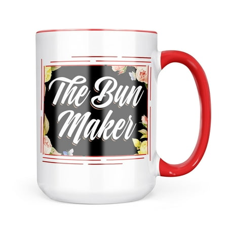 

Neonblond Floral Border The Bun Maker Mug gift for Coffee Tea lovers