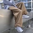 thumbnail image 6 of TNOBHG Men Straight Leg Pants Men Corduroy Pants Straight Leg Japanese Retro Style Elastic Waist Drawstring Loose Fit Trousers, 6 of 8