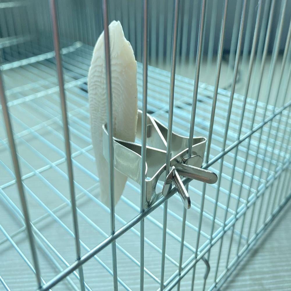 Bird Clip Feeder Cage Millet Holder Parrot Fruit And Vegetable silver