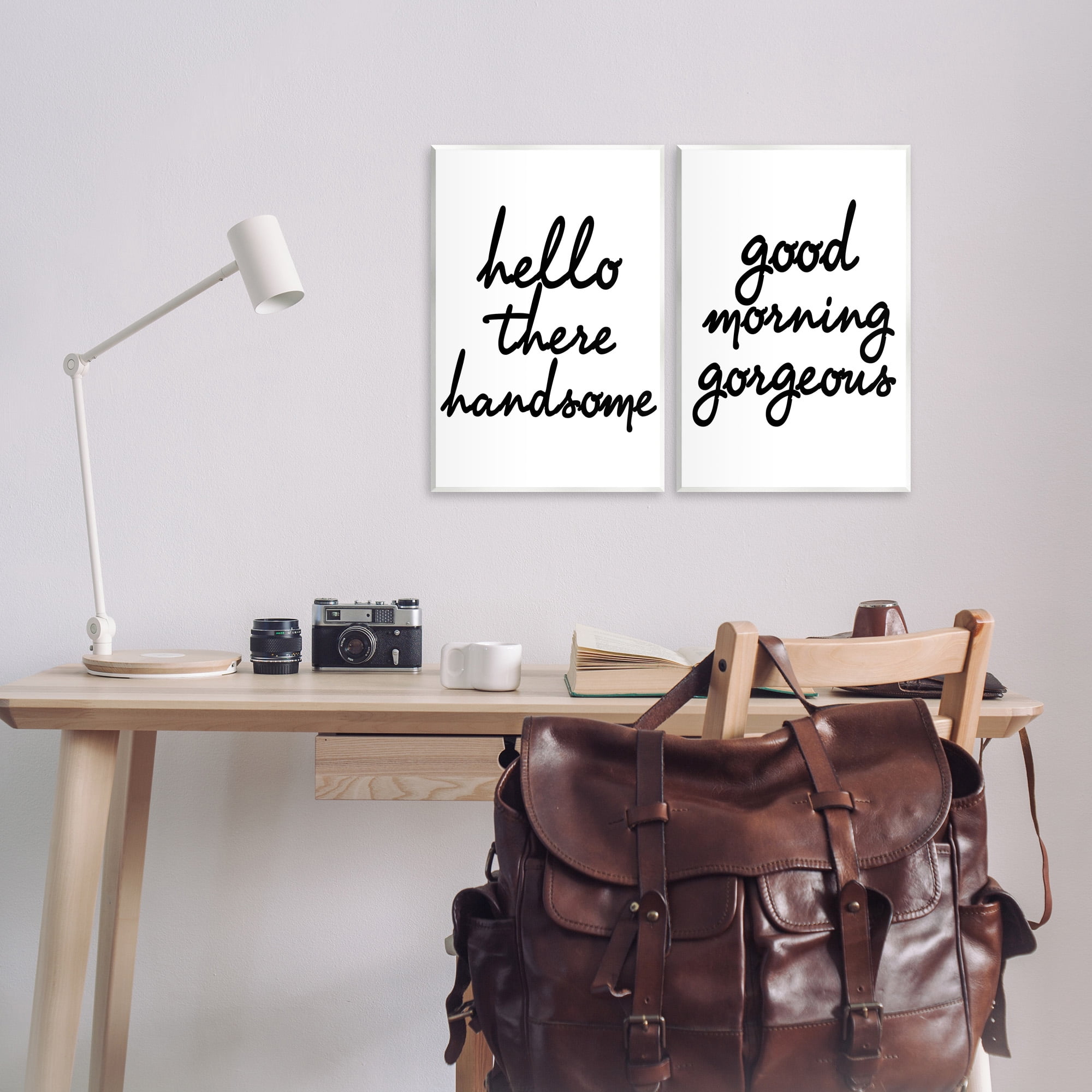 Stupell Industries Handsome & Gorgeous Greetings Inspirational Painting Unframed Art Print Wall Art, 13 x 19, Set of 2