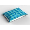 thumbnail image 2 of Ambesonne Sea Shells Pillow Sham 2 Pack, Plaid Pattern Marine, 26"x20", Mint Green Blue White, 2 of 3