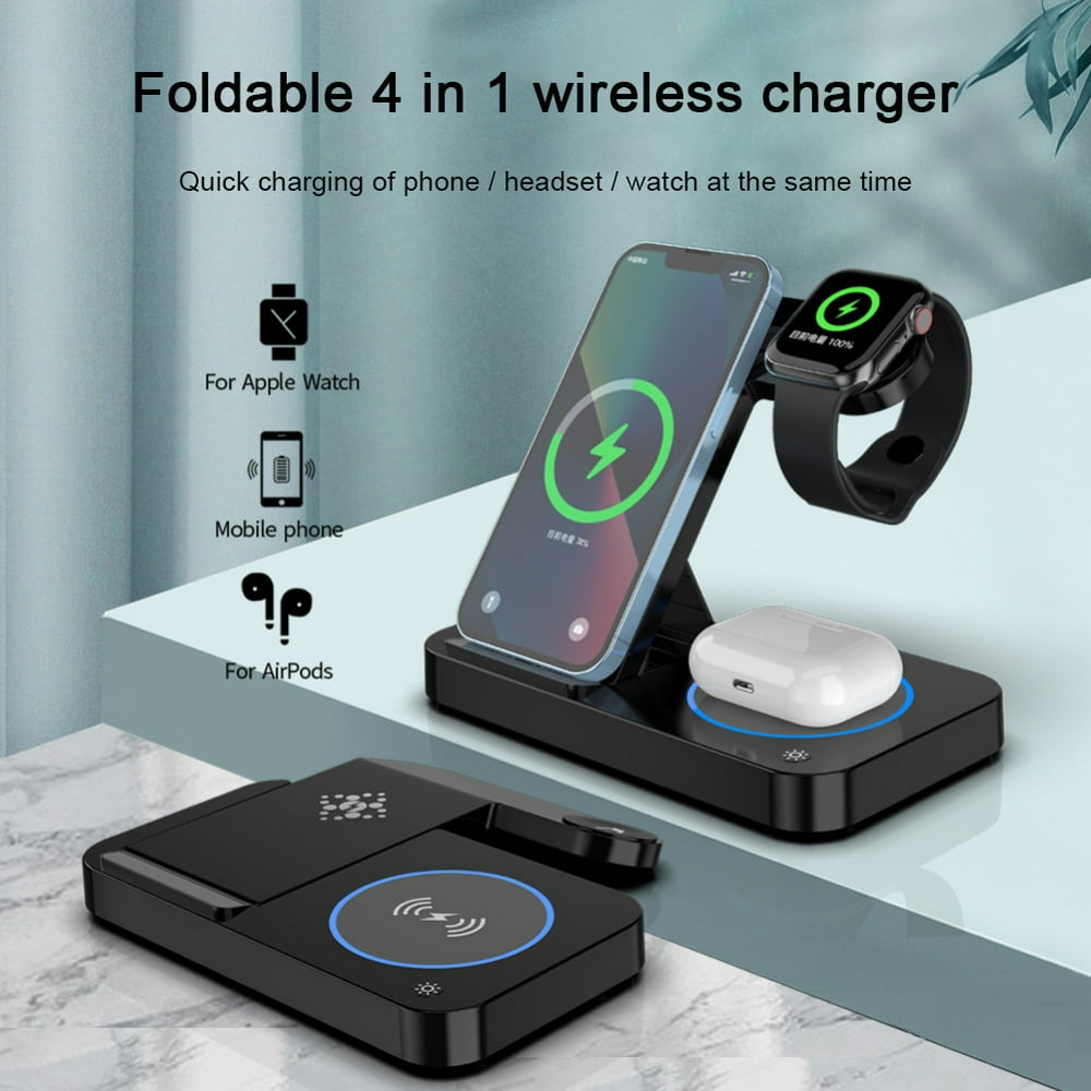 Chargeur Sans Fil Magnétique 15W - Double Entrée USB-C/USB-A, Câble Intégré 1.5m - Recharge Rapide Smartphone