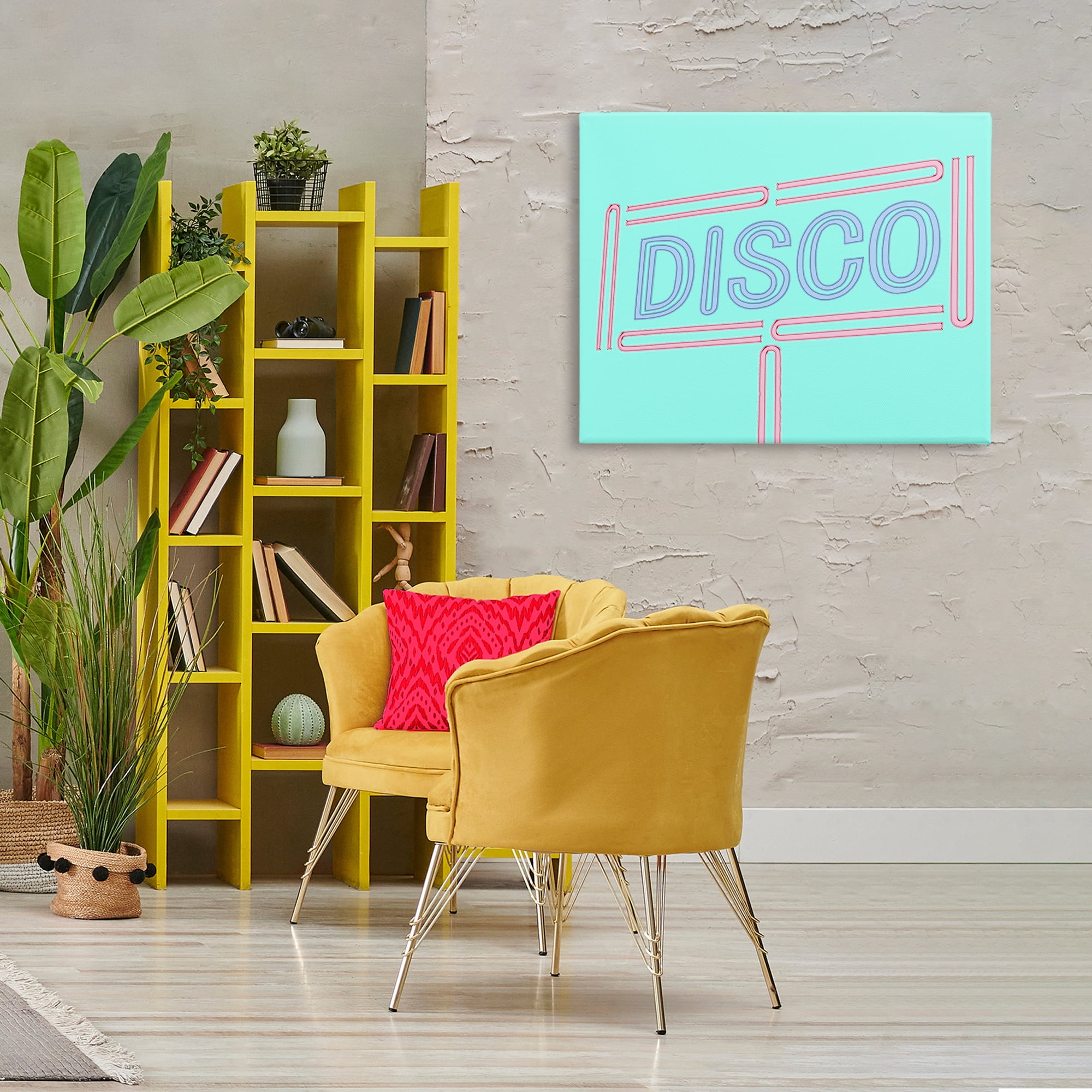 Stupell Industries Retro Disco Sign Typography Painting Gallery Wrapped Canvas Art Print Wall Art, 40 x 30