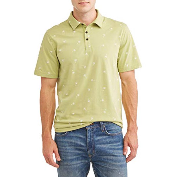 Mens Print Jersey Polo Shirt (3XL 54/56, Honeydew Palm)