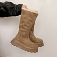 thumbnail image 4 of Roncen Women's Mid-Calf Boots with Fleece-Lined Warmth - Chunky Sole Low Heel Suede Boots for Autumn/Winter, Versatile and Comfortable Everyday Booties, 4 of 8