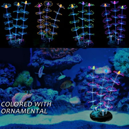 Moaere Fluorescent Artificial Coral Plant Glow In The Dark for Fish Tank Decorative Aquarium Reef Ornament Deal of the (Best Par Meter For Reef Tank)