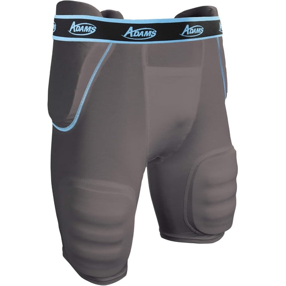 Adams 5-Pad High Rise Adult Integrated Football Girdle, Size Large, Charcoal Gray