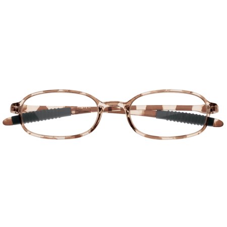 Readers with Flexible Bows & Ear Grippers-Tortoise-4.00X