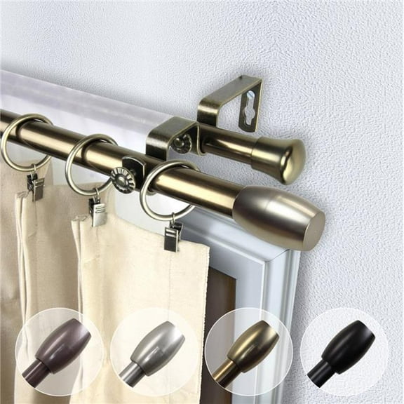 Central Design 4729-992 0.812 in. Dia. Julie Double Curtain Rod, Black - 120-170 in.