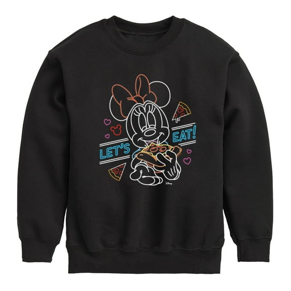 Disney - Minnie Mouse - Let's Eat Pizza - Youth Crewneck Fleece Sweatshirt