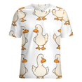 thumbnail image 5 of Fun And Playful Duck Womens Tops Women's Fashion Casual Short Sleeve Flower Print Round Neck Pullover Top Blouse, 5 of 6