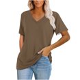 thumbnail image 2 of Womens Fashion Summer Tops 2025 Plus Size Casual Blouses Solid Color T-Shirt Short Sleeved V-Neck Top, 2 of 6