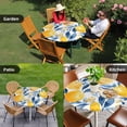 thumbnail image 4 of Summer Lemon Round Tablecloth for 45-54 Inch Tables,Fitted Table Cover with Elastic Edge,Spring Pastoral Watercolor Fruit Blue Yellow Waterproof Outdoor Table Cloth Protector for Patio Garden Dinner, 4 of 9