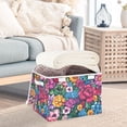 thumbnail image 3 of Yayeee Collapsible Cube Storage Bin with Lid Fabric Closet Decorative Basket with Handles, Charming Floral Pattern, 3 of 7