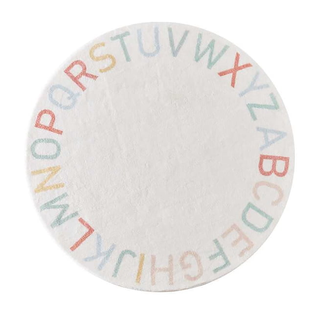 Carpet Product Category and Title Optimized for Kids Room Play Area Rug — Alphabet Learning Mat with Soft Non Backing 26 Letters Round Educational Floor Rug for Baby Boys and Girls