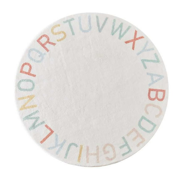 Carpet in Learning Environment for Kids Alphabet Themed Play Area Rug 26 Letters Non Soft Round Bedroom Mat for Baby Boys and Girls