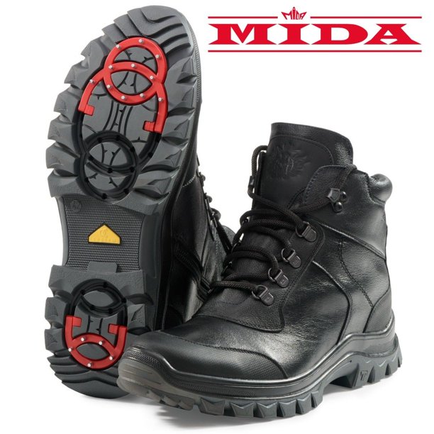 Men S Winter Boots Leather And Fur Waterproof Snow Shoes Non Slip