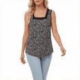 thumbnail image 2 of VOGRACE Casual Pleated Comfy Chic Square Neck Sleeveless Tunic Tops for Women, 2 of 5