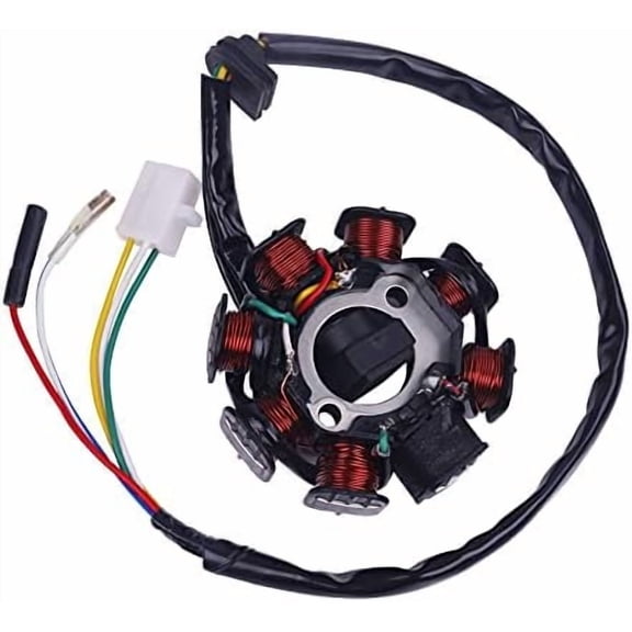 GY6 49cc 50cc 80cc 100cc 8 poles Magneto Stator for 139QMB 139QMA 147QMD Scooter Moped ATV Go-kart Buggy Engine Taotao Jonway Icebear Baja Coolster Lance SUNL Vento (Alternating Current)
