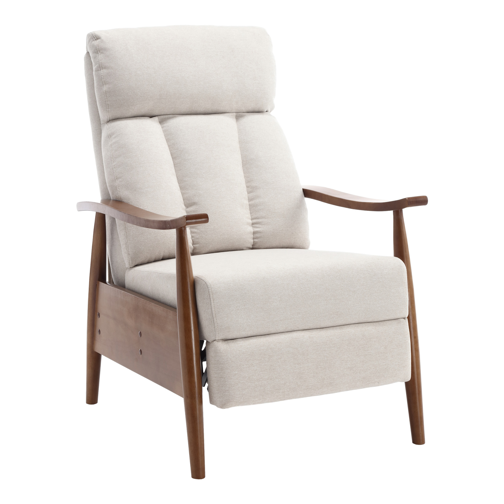 MOONMISS Linen Upholstered Wood Frame Adjustable Recliner Lounge Armchair for Living Room-Beige